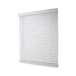 Simple Spaces FWMB-14 Blind, 64 In L, 34 In W, Faux Wood, White(Simple Spaces Fwmb 14 Cordless Mini Blind 64 In L 34 In W Faux Wood White)