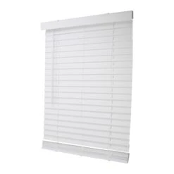Simple Spaces FWMB-28 Blind, 72 In L, 31 In W, Faux Wood, White(Simple Spaces Fwmb 28 Cordless Mini Blind 72 In L 31 In W Faux Wood White)