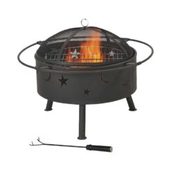 Seasonal Trends FT-112 Fire Pit, 32 In OAW, 32 In OAD, 23-1/2 In OAH, Round, Wood Ignition, 200 Cu-in Heating(Seasonal Trends Ft 112 Round Outdoor Firepit 32 In Oaw 32 In Oad 23 1 2 In Oah Round Wood Ignition Steel)