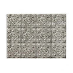 Fasade D6021 Backsplash Panel, 24 In L, 18 In W, Thermoplastic, Silver(Fasade D6021 Backsplash Panel 24 In L 18 In W Thermoplastic Silver)