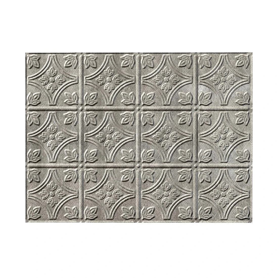 Fasade D6021 Backsplash Panel, 24 In L, 18 In W, Thermoplastic, Silver(Fasade D6021 Backsplash Panel 24 In L 18 In W Thermoplastic Silver) 3 Fasade D6021 Backsplash Panel, 24 In L, 18 In W, Thermoplastic, Silver(Fasade D6021 Backsplash Panel 24 In L 18 In W Thermoplastic Silver)