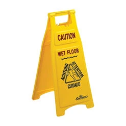 CONTINENTAL COMMERCIAL 119 Floor Sign, 12 In W, 26 In H, Yellow Background, Caution Wet Floor(Continental Commercial 119 Floor Sign 12 In W 26 In H Yellow Background Caution Wet Floor)