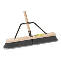 Simple Spaces 93140 Push Broom, 24 In Sweep Face, 3 In L Trim, Polypropylene Bristle, 60 In L, Bolt With Brace(Simple Spaces 93140 Push Broom 3 In L Trim Polypropylene Bristle Hardwood Handle)