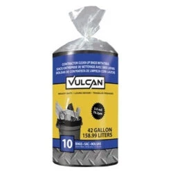 Vulcan 20039-6 Contractor Bag, 42 Gal Capacity, Poly, Black(Vulcan 20039 6 Contractor Bag 42 Gal Capacity Poly Black 10)