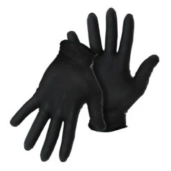 BOSS 1UH0088BL Disposable Gloves, L, Nitrile, Black(Boss 1uh0088bl Disposable Gloves L Rolled Cuff Latex Free Yes Nitrile Black)