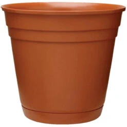 Southern Patio RN0612TC Riverland Planter With Saucer, 6 In Dia, Round, Poly Resin, Terra Cotta, Matte(Southern Patio Rr0624tc Rolled Rim Planter 6 1 2 In W 6 1 2 In D Round Plastic Terracotta)
