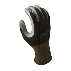 Showa 370BM-07.RT Protective Gloves, M, Knit Wrist Cuff, Nitrile, Black/Gray(Atlas 370bm 07 Rt High Flexibility Protective Gloves M Knit Wrist Cuff Nitrile Glove Black Gray)