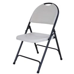 Simple Spaces CHR-001P Folding Chair, 17-3/4 In OAW, 21-3/4 In OAD, Steel Frame, White/Hammertoe Gray Frame(Simple Spaces Chr 001p Folding Table 15 In Oaw 16 In Oad Steel Frame Polyethylene Tabletop)