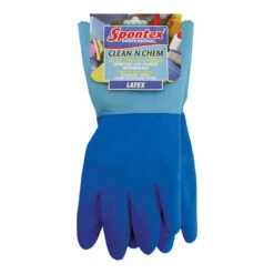 Spontex 74043 Protective Gloves, XL, Latex, Blue(Spontex 74043 Heavy Duty Protective Gloves Xl Latex Blue)