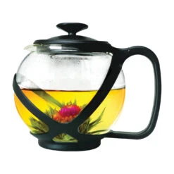 Primula Tempo Series PTA-2340 Teapot, 40 Oz Capacity, Borosilicate Glass, Black/Red(Primula Tempo Pta 2340 Teapot 40 Oz Capacity Borosilicate Glass Black Red)
