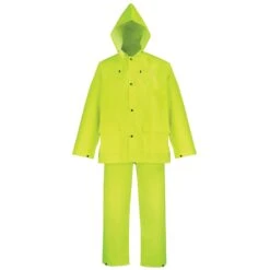 Diamondback OX025PU-XXXL Rain Suit, 3XL, 31-1/2 In Inseam, Polyester, Hi-Viz Yellow, Comfortable Oxford Polyester Collar(Diamondback Ox025pu Xxxl Rain Suit 3xl Oxford Polyester Yellow Detachable Collar)