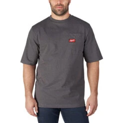 Milwaukee 601G-L T-Shirt, L, Regular, Cotton/Polyester, Gray, Short Sleeve(Milwaukee 601g L T Shirt L Regular Cotton Polyester Gray Short Sleeve)