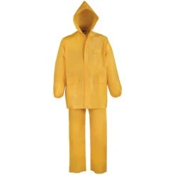 Diamondback 8127-XXXL Rain Suit, 3XL, 32-1/2 In Inseam, PVC, Yellow, Drawstring Collar, Zipper With Storm Flap Closure(Diamondback 8127 Xxxl Rain Suit 3xl 32 1 2 In Inseam Pvc Yellow)