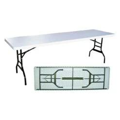 Simple Spaces DL-C2403L Banquet Table, 8 Ft OAW, 30 In OAD, 29-1/4 In OAH, Steel Frame, Polyethylene Tabletop(Simple Spaces Dl C2403l Banquet Table 29 3 4 In Oaw 93 7 8 In Oad 29 1 4 In Oah Steel Frame White)