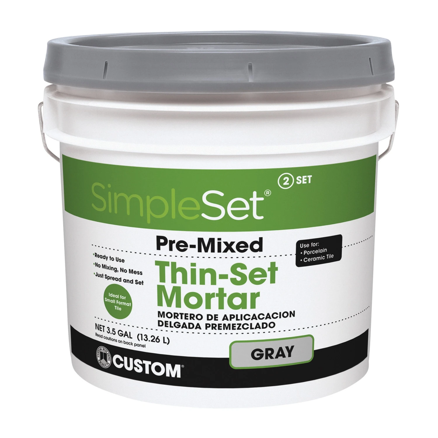 CUSTOM CTTSG3 Thin-Set Mortar, Gray, Paste, 3.5 Gal Pail(Custom Cttsg3 Thin Set Mortar Gray Paste 3 5 Gal Package Pail) 3 CUSTOM CTTSG3 Thin-Set Mortar, Gray, Paste, 3.5 Gal Pail(Custom Cttsg3 Thin Set Mortar Gray Paste 3 5 Gal Package Pail)