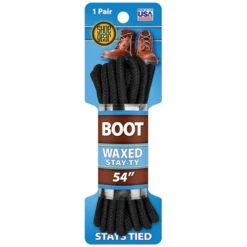 Shoe Gear 1N311-34 Boot Lace, Round, Black, 54 In L(Shoe Gear 1n311 34 Boot Lace Round Black 54 In L)