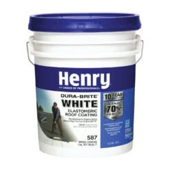 Henry HE587372 Elastomeric Roof Coating, White, 5 Gal Pail, Cream(Henry He587372 Elastomeric Roof Coating White 5 Gal Pail Cream)