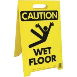 HY-KO PFS-11 Caution Wet Floor Sign, 12-1/4 In W, Yellow Background, CAUTION SLIPPERY WHEN WET, English And Spanish(Hy Ko Pfs 11 Caution Wet Floor Sign 12 1 4 In W Yellow Background Caution Slippery When Wet English And Spanish)