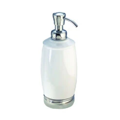 IDESIGN Classic 75601 Soap Dispenser, 12 Oz Capacity, Ceramic, White, Chrome(Idesign Classic 75601 Soap Dispenser 12 Oz Capacity Ceramic White Chrome)