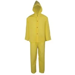 Diamondback RS2-01-L Rain Suit, L, 42 In Inseam, EVA, Yellow, Hooded Collar, Snap Down Storm Flap Closure(Diamondback Rs2 01 L Rain Suit L Polyester)