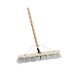 Simple Spaces 93150 Push Broom, 24 In Sweep Face, 3 In L Trim, Fine Flagged Synthetic Bristle, 60 In L, Gray(Simple Spaces 93150 Push Broom 3 In L Trim Fine Flagged Synthetic Bristle Hardwood Handle)