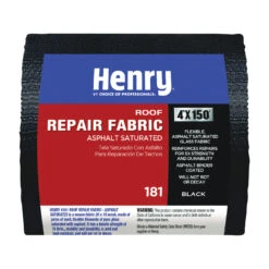 Henry 181 Series HE181195 Roof Patch Fabric, 150 Ft L, 4 In W, Asphalt Saturated Glass, Black(Henry 181 Series He181195 Roof Patch Fabric 150 Ft L 4 In W Asphalt Saturated Glass Black)